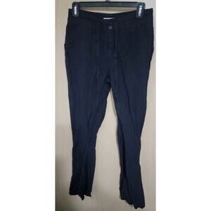 Coldwater Creek Womens Natural Fit Linen Blend Pants Sz 4 Khaki Black Drawstring